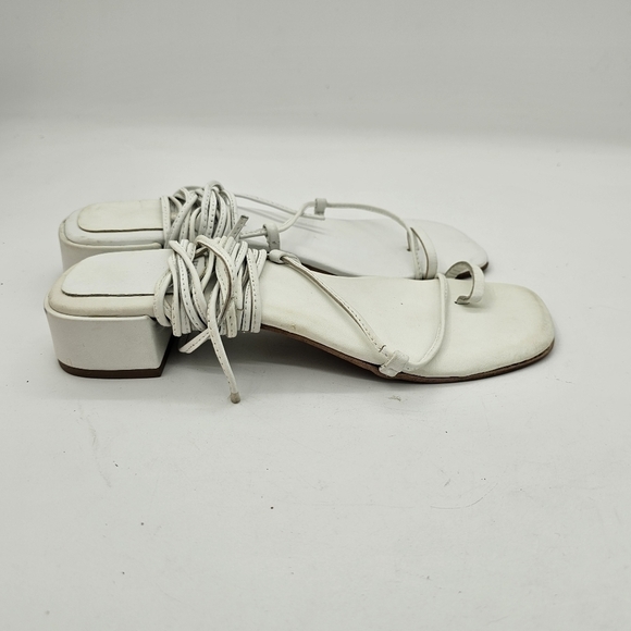 JEFFREY CAMPBELL Agate 2 Leather Sandal Color White Size 8 EU 39 Lace Up - Picture 12 of 14